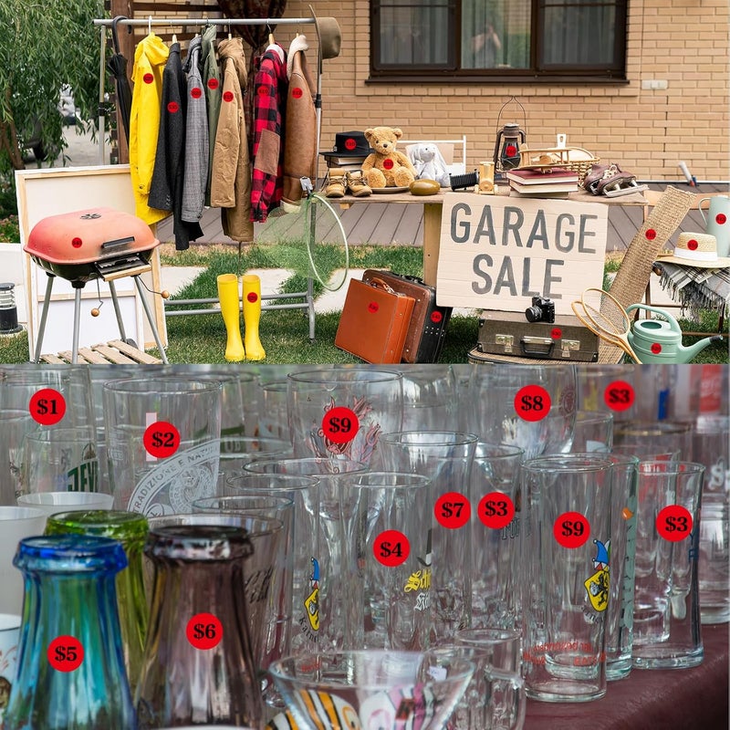 Aurtho 2000 Pcs 3/4" Garage Sale Price Stickers Sheets, Red Yard Sale Price Stickers, Round Color Coding Labels, Circle Dot Sticker for Home Decorative, Office, Classroom, Papers Etc - Image 4